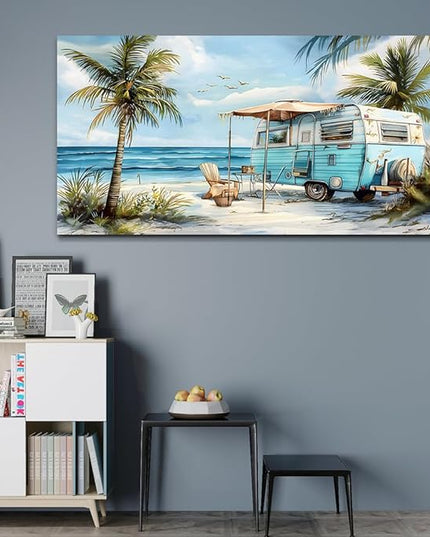 ERQINHUA Wall Art For Living Room Canvas Wall Decor For Bedroom Office Decorations Marine Beach Landscape Painting Pictures Artwork Modern Beach Posters Aesthetic Ready To Hang Home Decor 20"x40"