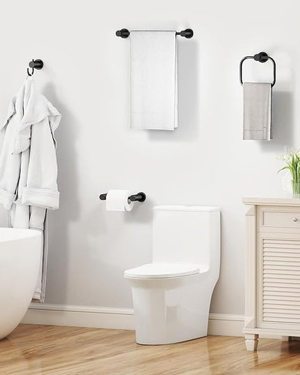4-Pieces Bathroom Hardware Set Black, Stainless Steel 16 Inch Towel Bar Set, Towel Racks for Bathroom Wall Mounted