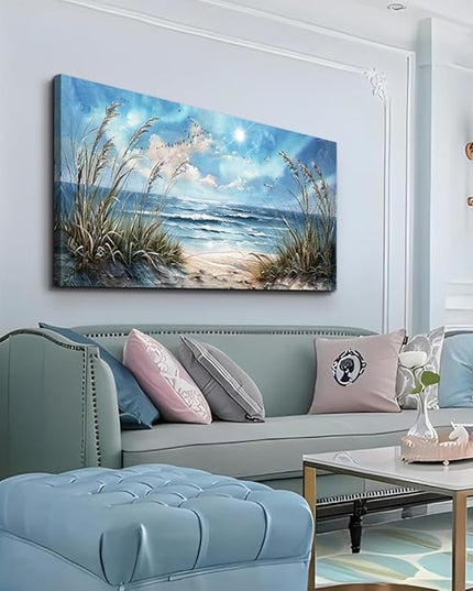 hyidecorart Wall Art For Living Room Wall Decor For Bedroom Bathroom Decoration Sunshine Ocean Scenery Painting Blue Sea Waves Wall Pictures Office Modern Canvas Prints Artwork Aesthetic Home Decor