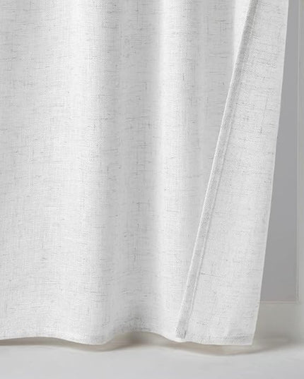 MIULEE White Curtains 24 Inch Length 2 Panels, Soft Thick Linen Textured Semi Sheer Light Filtering Kitchen Window Curtains Over Sink Small Tier Curtains for Bathroom Window Back Tab Rod Pocket