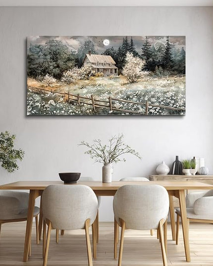 hyidecorart Nature Landscape Wall Paintings Wall Decor For Living Room Bedroom Decorations Rural Artwork Pictures Canvas Wall Art Large Framed for Office Farmhouse Aesthetic Home Decor Ready To Hang