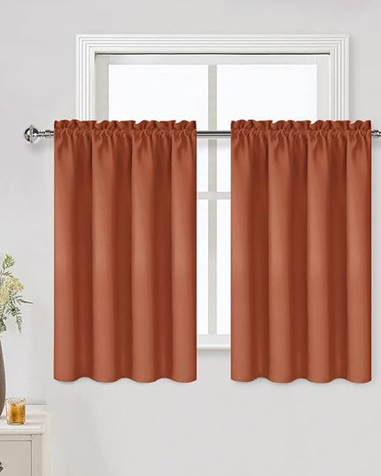 DWCN Blackout Curtains Thermal Insulated, Energy Saving & Noise Reducing Bedroom and Living Room Curtains, Burnt Ochre, W 42x L 36 Inch, Set of 2 Rod Pocket Curtain Panels