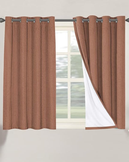 H.VERSAILTEX 100% Blackout Curtains for Bedroom Thermal Insulated Linen Textured Curtains Heat and Full Light Blocking Drapes Living Room Curtains 2 Panel Sets, Washed Spice, 52x45 Inch