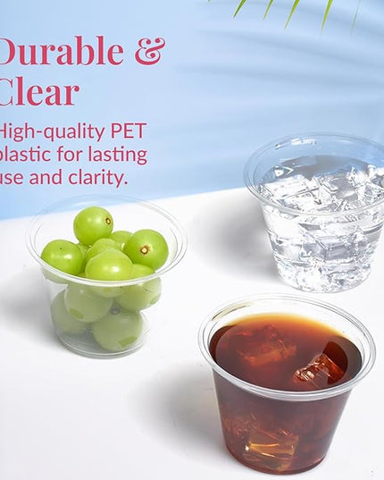 Prestee 200-Pack - 9oz Clear Plastic Cups - Durable Disposable Plastic Wine Glasses for Party, Weddings, and Catering - Small Drinking Glasses for Cocktails and Beverages - Heavy-Duty Fruit Punch Cups