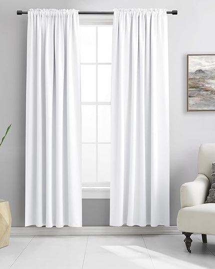 DONREN Doorway Privacy Curtains - Room Divider Soundproof Draperies, Window Treatment Thermal Insulated for Bedroom, 52 x 80 Inches Long, 2 Panels, Pure White
