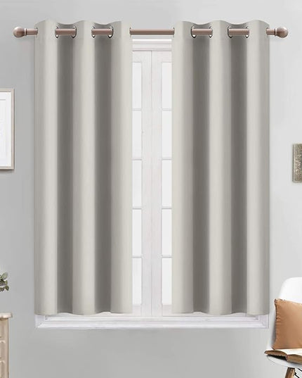 Yakamok Room Darkening Thermal Insulated with Grommet Window Curtain for Bedroom, 38Wx45L inch, Light Reducing Drapes for Living Room,Light Beige, 2 Panels
