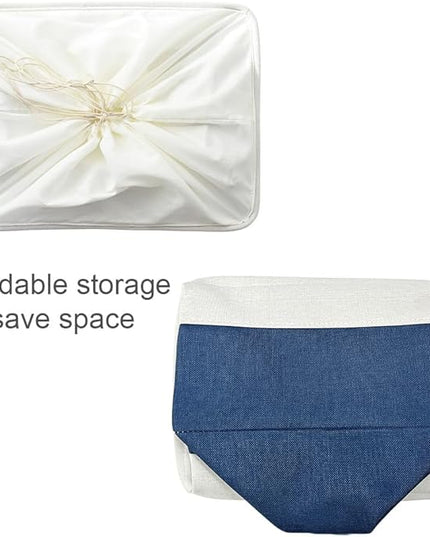 TheWarmHome Organization and Storage Basket for Organizing - X Large 3 Pack 17.7L×13.8W×9.8H in Collapsible Storage Bin for Shelves, Basket for Gifts Empty Toys Organizer Gift (White & Jean Blus)