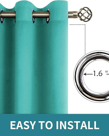 BGment Room Darkening Curtains 54 Inches Long - Grommet Thermal Insulated Drapes Window Treatment Curtains for Bedroom, 2 Panels, 52 x 54 Inch, Teal