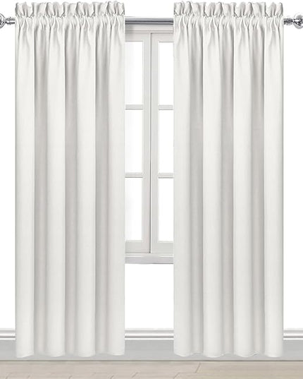 DWCN Blackout Curtains Thermal Insulated, Energy Saving & Noise Reducing Bedroom and Living Room Curtains, Ivory, W 52x L 84 Inch, Set of 2 Rod Pocket Curtain Panels