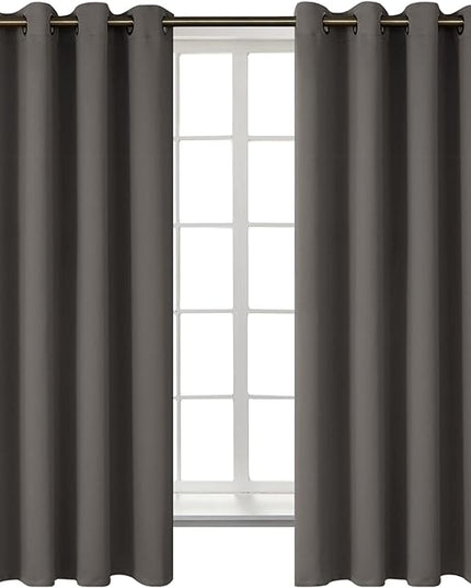 BGment Blackout Curtains for Bedroom - Grommet Thermal Insulated Room Darkening Curtains for Living Room, Set of 2 Panels (52 x 63 Inch, Grey)