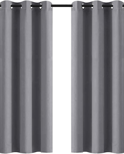 Yakamok Room Darkening Gray Blackout Curtains Thermal Insulated Grommet Curtain Panels for Bedroom, 42W x 72L, Grey, 2 Panels