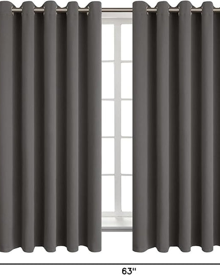 BGment Blackout Curtains for Bedroom - Grommet Thermal Insulated Room Darkening Curtains for Living Room, Set of 2 Panels (70 x 63 Inch, Grey)
