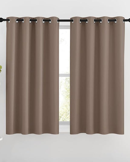 NICETOWN Insulated Blackout Curtains and Drapes - Microfiber Energy Saving Thermal Insulated Solid Grommet Blackout Draperies for Kitchen (1 Pair, 46 inches by 54 Inch, Cappuccino)
