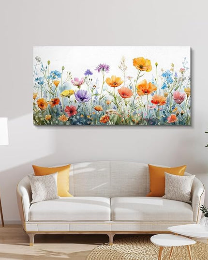 Wapluam Vintage Wildflower Canvas Prints Painting Large Wall Decor For Living Room Wall Art For Bedroom Office Decoration Flowers Pictures Artworks Ready To Hang Modern Aesthetic Framed Home Decor