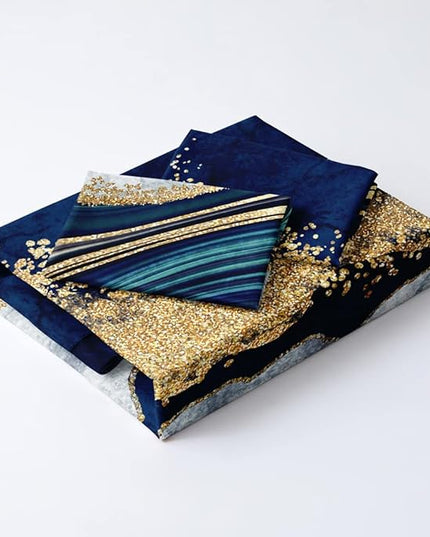 Royal Blue Marble Duvet Cover Set Twin Size Sequin Gold Bedding Comforter Covers with 2 Pillow Shams Breathable Durable Soft Comfy