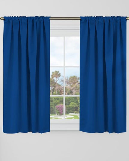BGment 40 Inch Length Blackout Curtains for Cafe - 38 x 40 inch Short Window Curtains Rod Pocket and Back Tab Thermal Insulated Room Darkening Curtains for Kitchen Bathroom, 2 Panels, Classic Blue