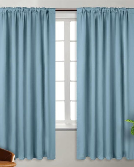 BGment Rod Pocket and Back Tab Blackout Curtains for Bedroom - Thermal Insulated Room Darkening Curtains for Living Room, 2 Window Curtain Panels (52 x 72 Inch, Greyish Blue)