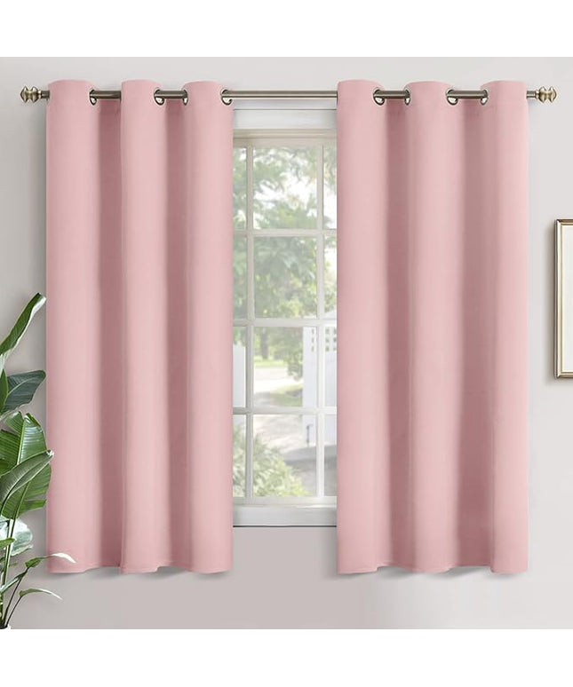 YoungsTex Baby Pink Room Darkening Curtains 68 Inch Length for Kids Room - Thermal Insulated with Grommet Blackout Window Drapes for Nursery Girl Bedroom, 2 Panels, 42 x 68 Inch