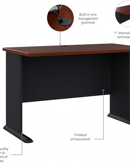 Bush Business Furniture Series A 48W Computer Desk in Hansen Cherry and Galaxy, Small Office Table for Home or Professional Workspace