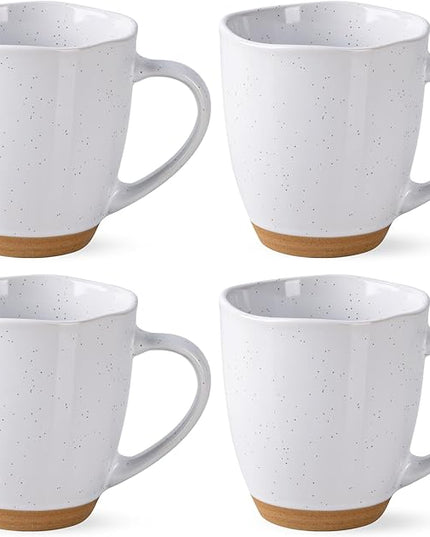 AmorArc 12oz Coffee Mugs, Ceramic Coffee Mugs set of 4 for Man, Woman, Dad, Mom, Modern Coffee Cups with handle for Latte/Cappuccino/Milk/Cocoa. Dishwasher&Microwave Safe, White