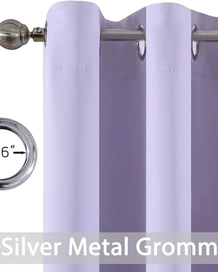 Yakamok Blackout Curtains for Bedroom - Grommet Thermal Insulated Room Darkening Curtains for Living Room, Set of 2 Panels (38 x 84Inch, Lilac)