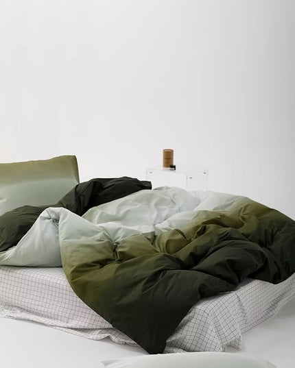 Houseri Gradient Army Green White Comforter Set California King, 3 Piece Dark Olive Green Bedding Cal King Size Luxury Light Green Ombre Dizzying Bed Sets Men Women Forest Green Quilt Blanket Cal King