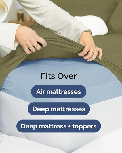 Extra Deep Twin Sheet Set - 4 Piece Breathable & Cooling Sheets - Hotel Luxury Bed Sheets Set - Easy & Secure Fit - Soft, Wrinkle Free & Comfy Sheets Set - Sage Green Sheet Set with Extra Deep Pockets