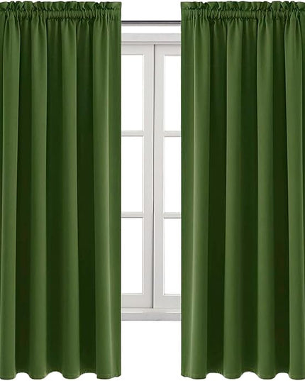 DWCN Olive Green Room Darkening Blackout Curtains - Thermal Insulated Privacy Energy Saving Window Curtain Drapes 42 x 63 inch Length, Set of 2 Bedroom Living Room Curtains