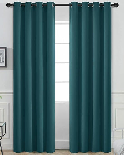 Yakamok Blackout Curtains for Bedroom 2 Panels Set 84 Inch Length Thermal Insulated Room Darkening Dark Black Out Drapery Grommet Window Treatments Drapes for Living Room,52x84, Dark Teal