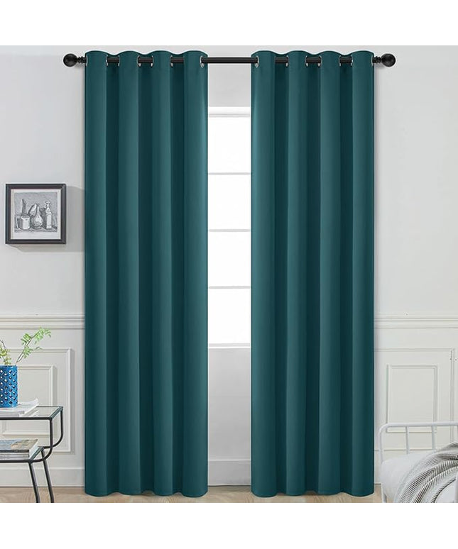 Yakamok Blackout Curtains for Bedroom 2 Panels Set 84 Inch Length Thermal Insulated Room Darkening Dark Black Out Drapery Grommet Window Treatments Drapes for Living Room,52x84, Dark Teal