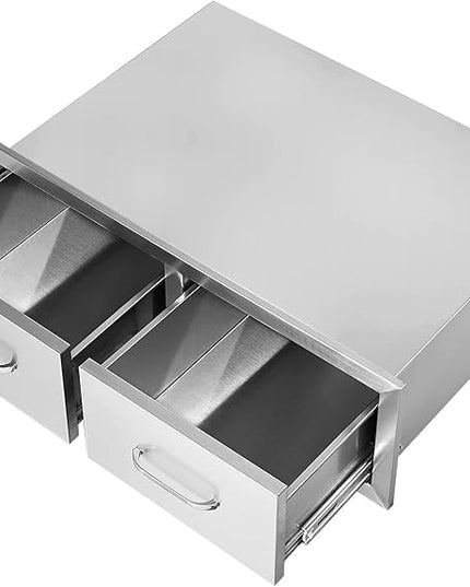 VEVOR Outdoor Kitchen Drawers 30" W x 10" H x 20" D, Horizontal Double BBQ Access Drawers Stainless Steel with Handle, BBQ Island Drawers for Outdoor Kitchens or Patio Grill Station