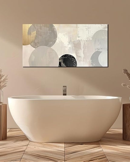 Abstract Wall Decor Grey Watercolor Circle Canvas Wall Art Pictures for Living Room Modern Art Print for Bedroom Boho Wall Art Painting for Home Office Decorations(20"x40")