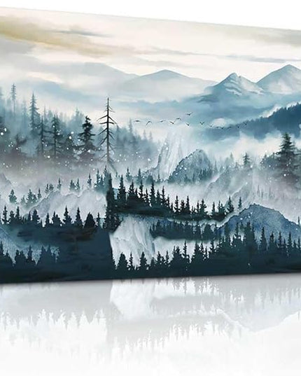 hyidecorart Fog Forest Landscape Wall Paintings Canvas Wall Art For Living Room Bedroom Wall Decor Modern Home Decor Office Decorations Stretched And Framed Ready To Hang Pictures Works 40x20