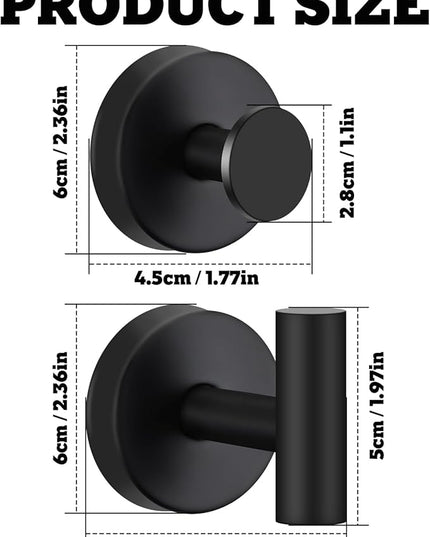 4 Pack Suction Cup Hooks for Shower - Stainless Steel Towel Hooks for Bathroom, Removable Shower Hooks for Bathroom Mirror Window Glass Wall Robe Looafh, Waterproof, Black