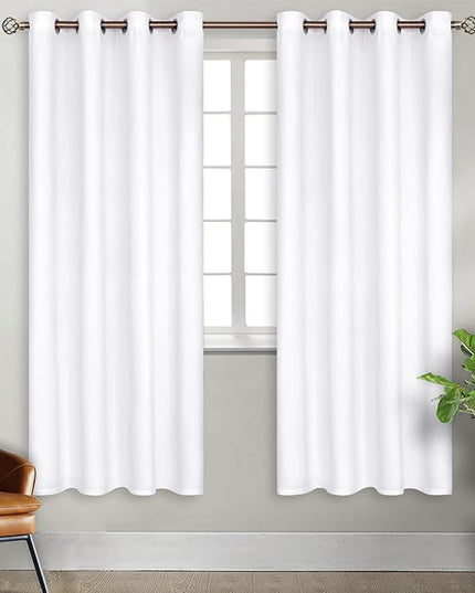 BGment Room Darkening Curtains for Bedroom - Grommet Thermal Insulated Window Treatments Light Blocking Curtains for Living Room, Set of 2 Panels, Each 46 x 72 Inch, Pure White