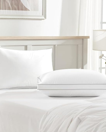 Globon Luxury Feather Down Pillow King Size,Firm Gusseted Bed Pillows for Sleeping, Hotel Collection Fluffy Pillow, 18"X34", Pack of 1