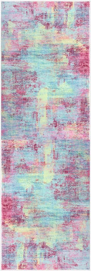 IOHOUZE Abstract Runner Rug 2x6 Ft Washable Runners for Hallways, Non Slip Kitchen Runner Printed Faux Wool Entryway Runner Indoor, Modern Abstract Floor Carpet for Hall Kitchen Bedroom, Pink Teal