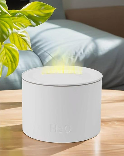 Mood Lighting Humidifier,Simulated Flame Effect,160Ml Essential Oil Diffuser,Colorful Gradient Flame Lamp,Humidifier For Bedroom household Colorful Gradient Flame Humidifier 20-40db(White)