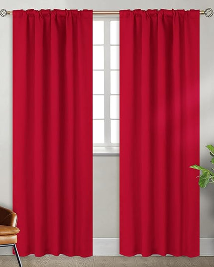 BGment Blackout Curtains for Bedroom - 84 Inch Rod Pocket and Back Tab Thermal Insulated Room Darkening Curtains for Living Room, 2 Curtain Panels (42 x 84 Inch, Red)