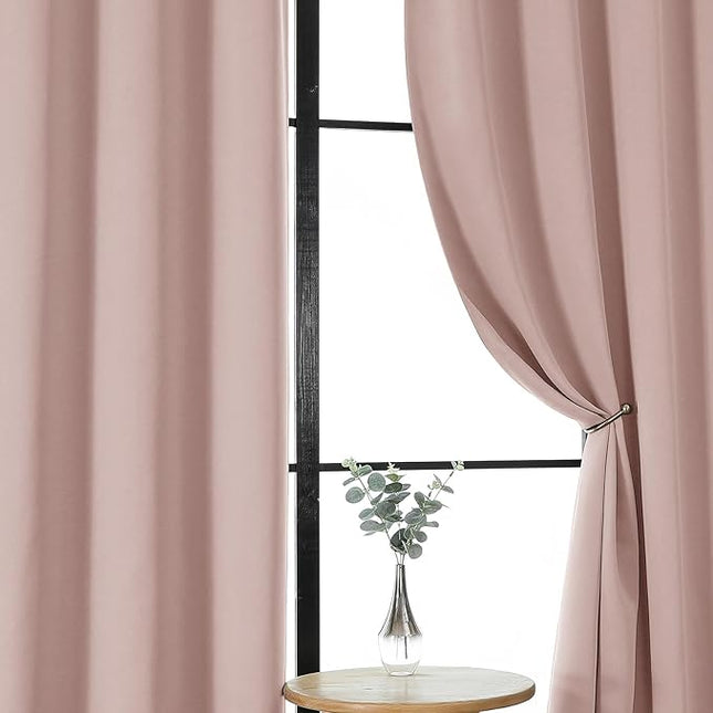 Gwine Blackout Curtains for Living Room 63 Inch Long, Thermal Insulated Window Treatment Black Out Curtains for Bedroom Decor with Rod Pocket, Each 40" Wx63 L, Blush Pink, 2PCS