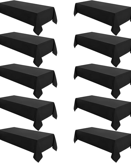 VidaFete Tablecloth 60 * 102inch 10 Pack Rectangle Table Cloth Polyester, Stain Wrinkle Resistant Dining Table Cover for Kitchen Dinning Party Wedding Rectangular Tabletop Buffet Decoration (Black)