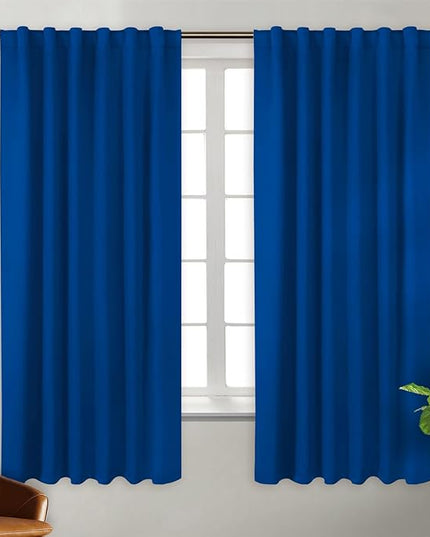 BGment Rod Pocket and Back Tab Blackout Curtains for Bedroom - Thermal Insulated Room Darkening Curtains for Living Room, 2 Window Curtain Panels (52 x 63 Inch, Classic Blue)