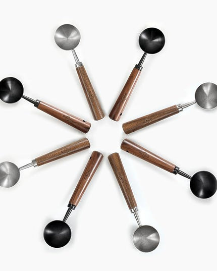 Vintage Coffee Measuring Spoon - 304 Stainless Steel, Coffee Scoop，10g Capacity, Walnut Handle - Perfect for Coffee, Tea, and More (Silver (2 pcs))