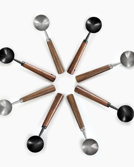 Vintage Coffee Measuring Spoon - 304 Stainless Steel, Coffee Scoop,10g Capacity, Walnut Handle - Perfect for Coffee, Tea, and More (Silver)