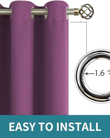 BGment Room Darkening Curtains 72 Inches Long - Grommet Thermal Insulated Drapes Window Treatment Curtains for Bedroom, 2 Panels, 42 x 72 Inch, Eggplant Purple