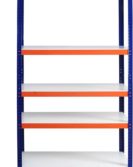 Heavy Duty Storage Shelving Unit, 5-Tier Metal Rack, Blue and Orange Iron Frame, 70.8x35.4x15.7 Inches, Multipurpose Organization for Garage, Kitchen, Office