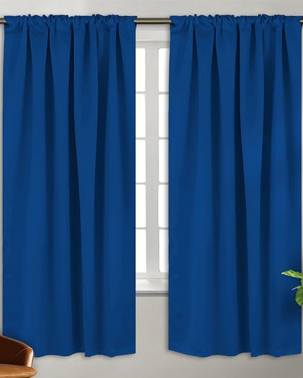 BGment Rod Pocket and Back Tab Blackout Curtains for Bedroom - Thermal Insulated Room Darkening Curtains for Living Room, 2 Window Curtain Panels (42 x 72 Inch, Classic Blue)