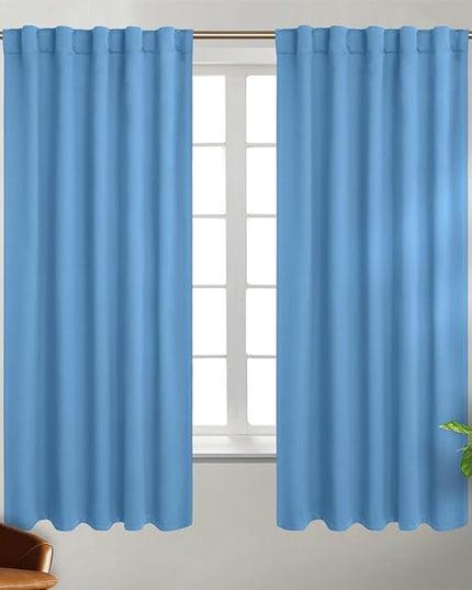 BGment Rod Pocket and Back Tab Curtains for Bedroom - Thermal Insulated Room Darkening Curtains for Living Room, 2 Window Curtain Panels (42 x 63 Inch, Sky Blue)