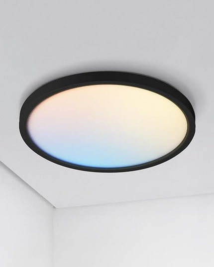 ASD LED 9" Round Flush Mount Ceiling Light Fixture, Low Profile Surface Lighting | 5CCT, Dimmable, Ultra-Thin, ETL Listed | 18W 1660LM 2700-6000K 120V | Kitchen, Bedroom, Hallway Lamp | Black