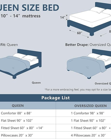 CozyLux Queen Comforter Set Navy Blue, 7 Pieces Bed in a Bag, Blue Comforter Queen Size, All Season Bedding Sets with Stitch Quilted Comforter, Flat Sheet, Fitted Sheet, Pillowcases